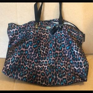 Coach Fabric Leopard Print Overnight Bag